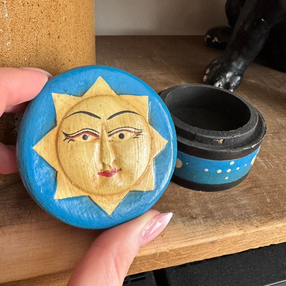 Hand painted wooden trinket box